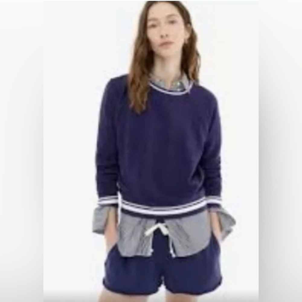 J.Crew Vintage Cotton Terry Crewneck Pullover with Tennis Embroidery